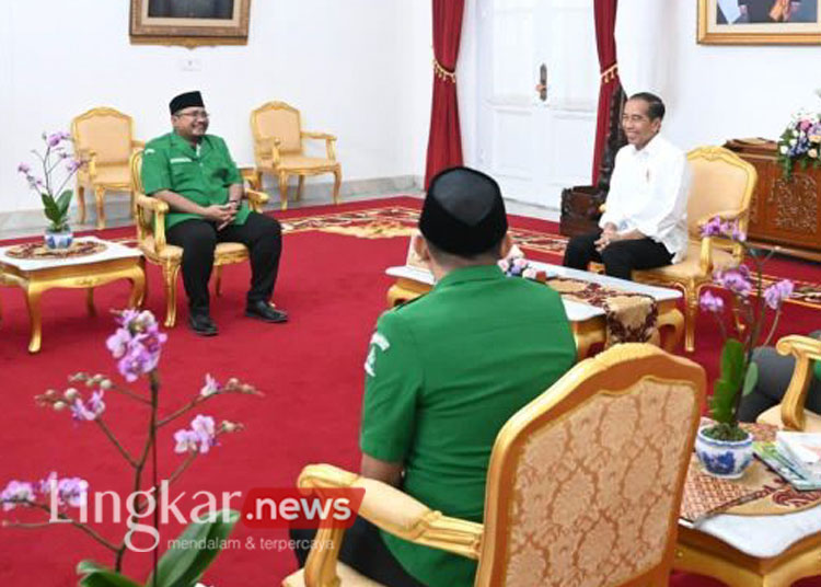 Presiden Joko Widodo saat menerima jajaran Gerakan Pemuda GP Ansor