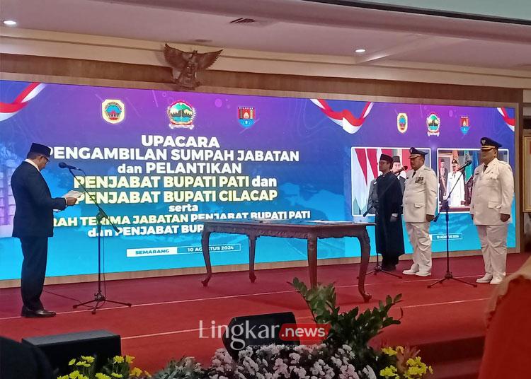 upacara pengambilan sumpah jabatan pj bupati pati dan pj bupati cilacap 10 agustus 2024 1