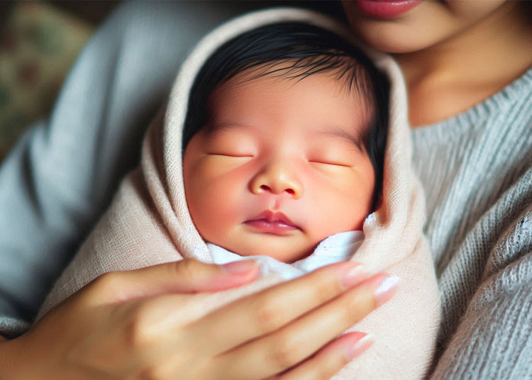 bayi baru lahir dipelukan ibu